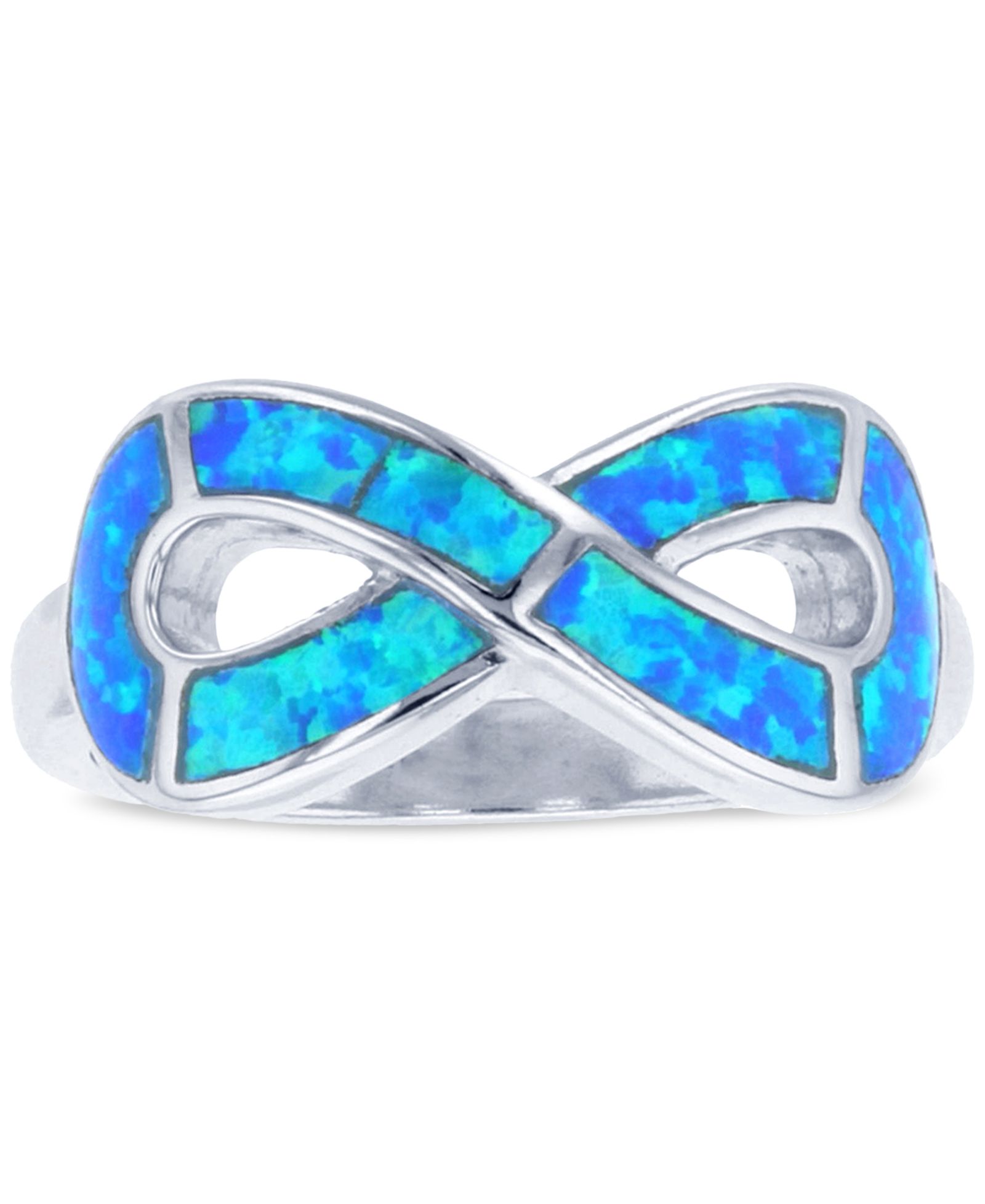 Кольцо Infinity с инкрустацией из выращенного опала из стерлингового серебра