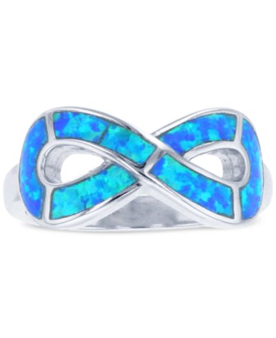 Lab-Grown Opal Inlay Infinity Ring in Sterling Silver