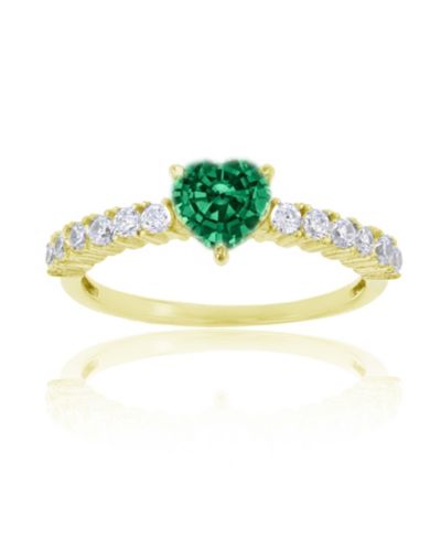 Macy's Green and White Cubic Zirconia Pave Engagement Ring (2 ct. t.w.)  in 14k Gold Over Sterling Silver