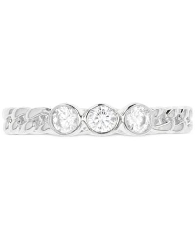 Cubic Zirconia Trio Link Ring in Sterling Silver or 14k Gold Over Sterling Silver