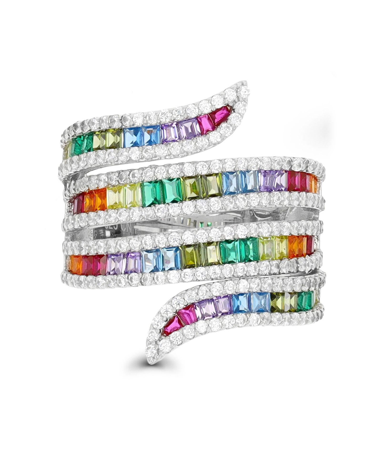 Macy's Multi Color Baguette Cubic Zirconia Ring (4 1/3 ct. t.w.) in Sterling Silver