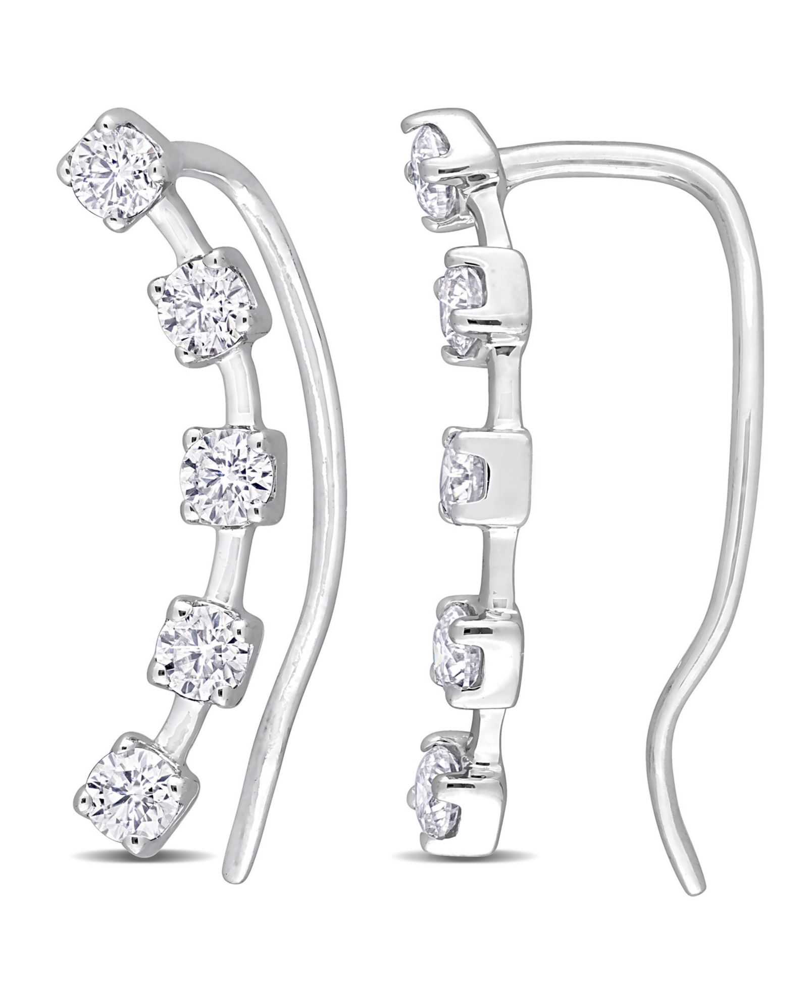 Серьги-подвески Macy's Moissanite Curved Crawler Charm 5/8 ct. t.w in 10K White Gold