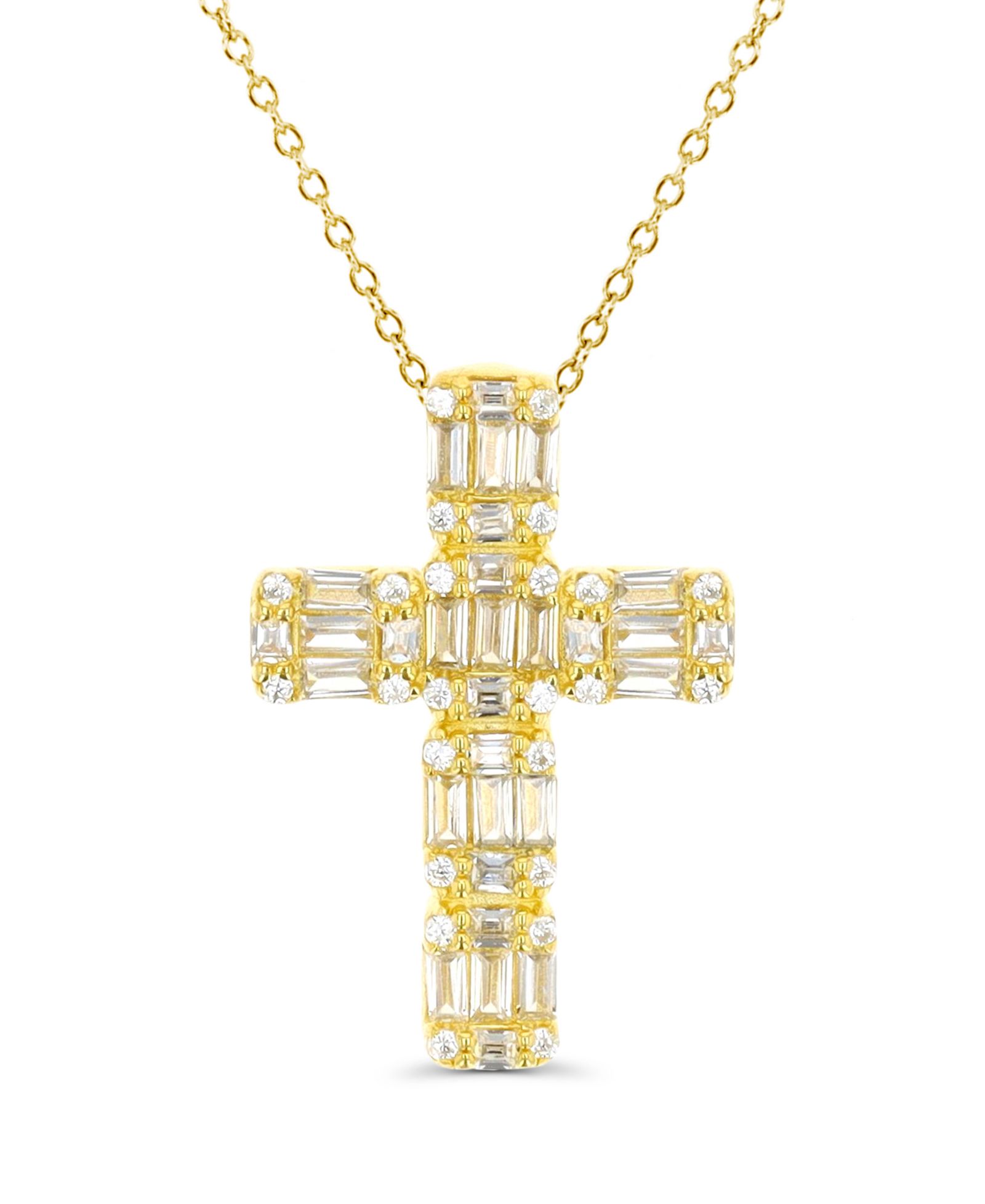 Подвеска Macy's Cubic Zirconia Cross в 14k золоте поверх стерлингового серебра