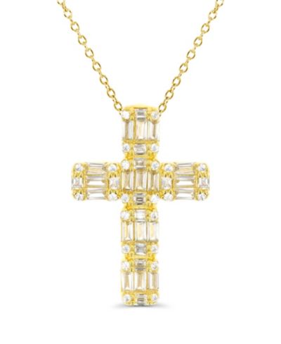 Подвеска Macy's Cubic Zirconia Cross в 14k золоте поверх стерлингового серебра
