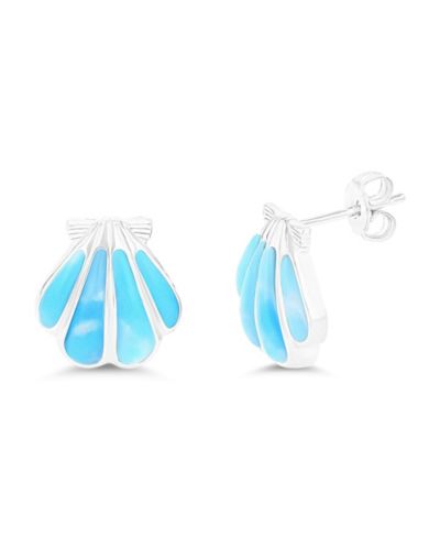 Женские серьги-гвоздики SOHI Larimar Shell в стерлинговом серебре
