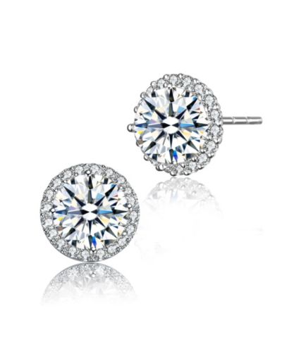 Genevive Colored Cubic Zirconia Stud Earrings