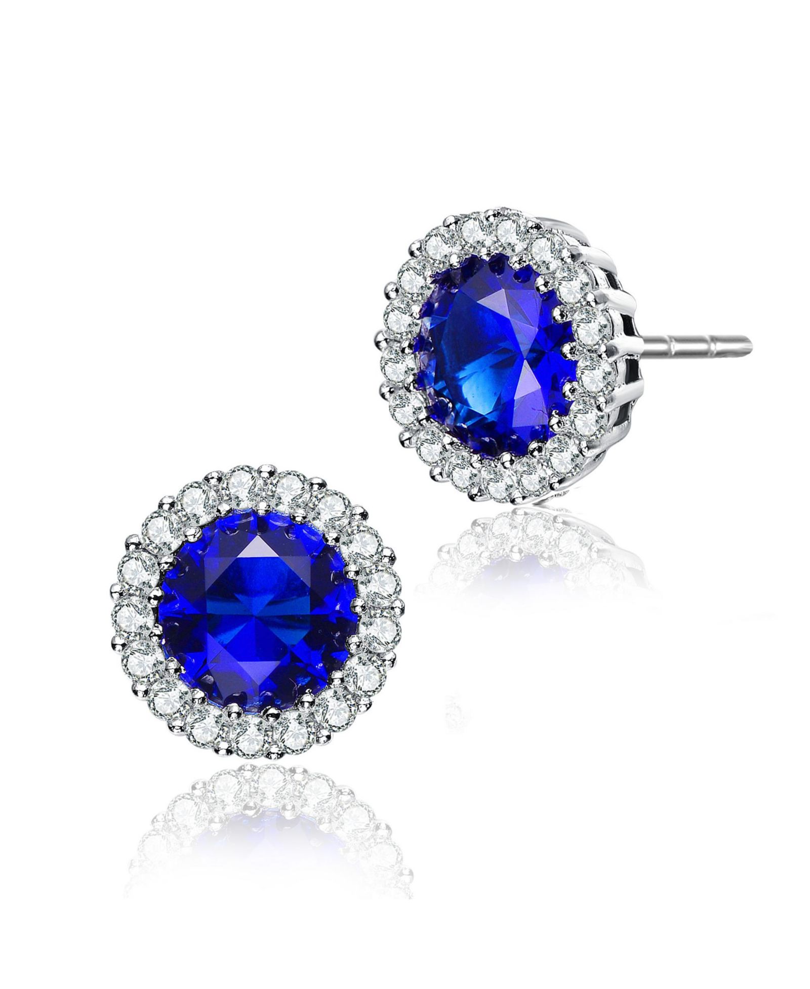 Genevive Colored Cubic Zirconia Stud Earrings