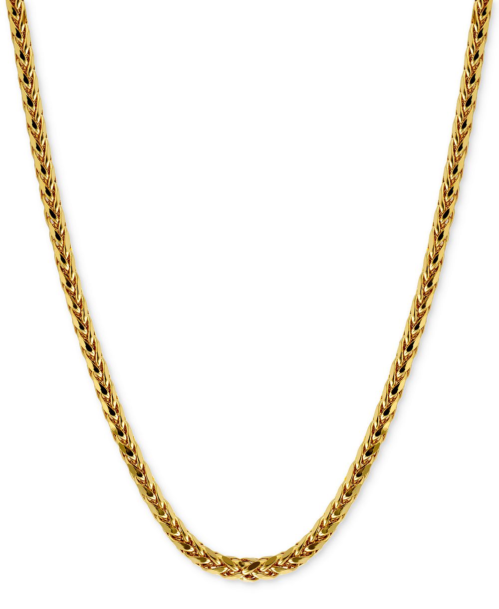 Polished Square Wheat 20" Chain Necklace (3mm) in 14k Gold