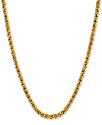 Polished Square Wheat 20" Chain Necklace (3mm) in 14k Gold