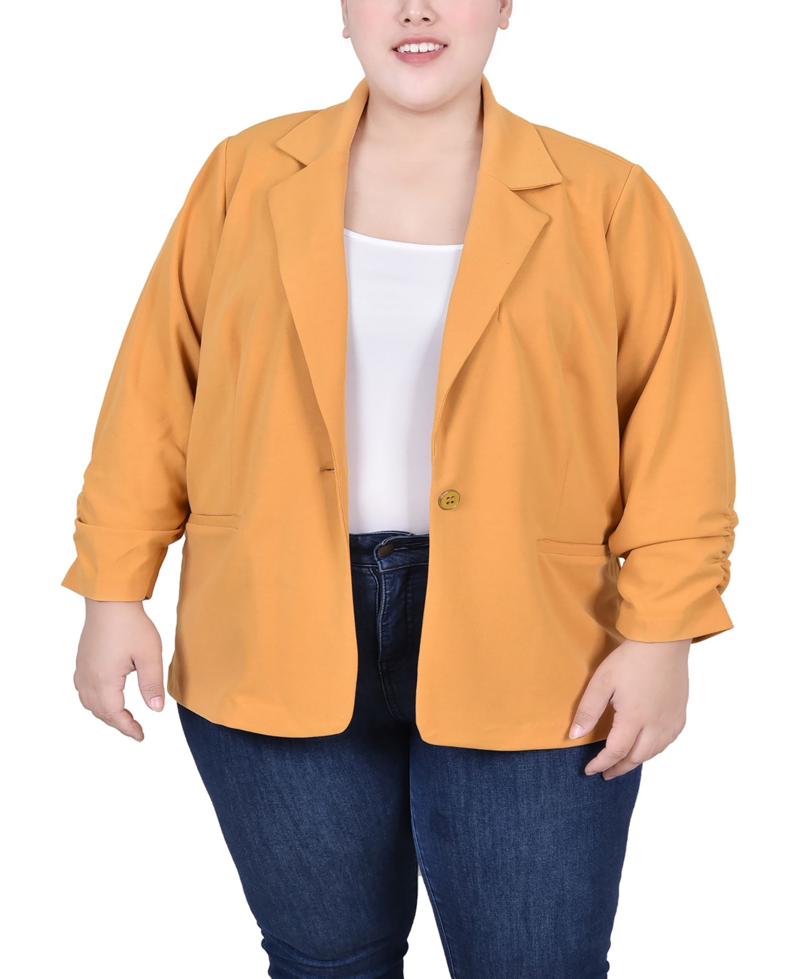 NY Collection Plus Size Long Sleeve Scuba Crepe Jacket