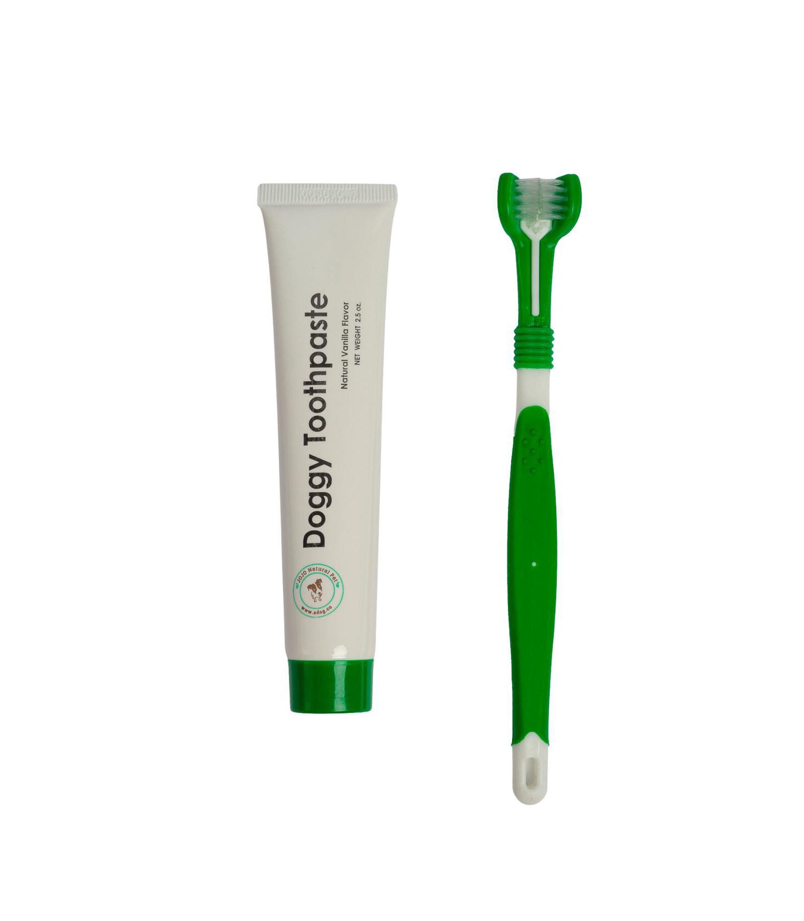Triple Headed Dog Toothbrush with All-Natural Toothpaste Kit - Complete 2-Piece Dental Care Solution for Dogs