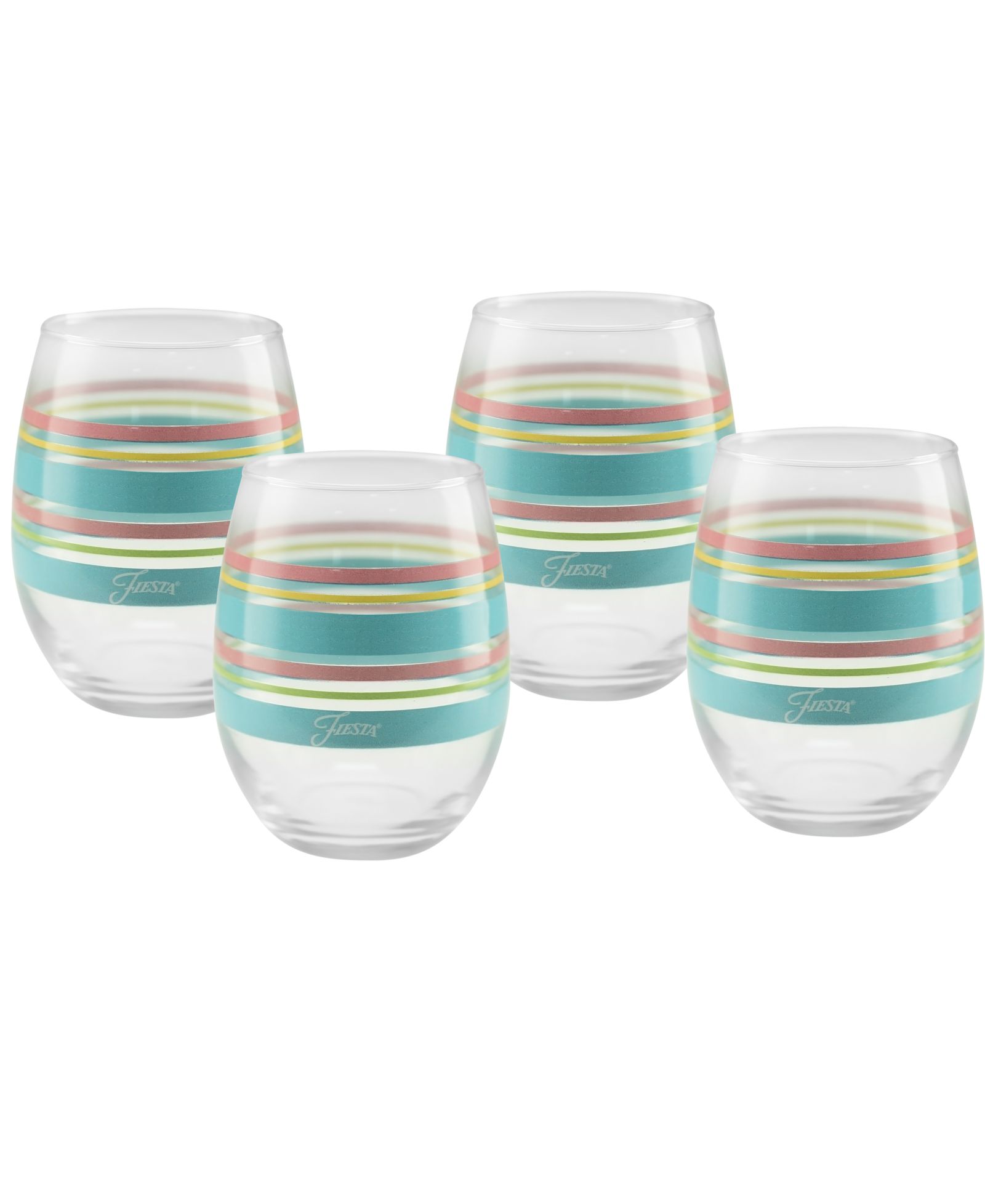 Fiesta Deco бокалы для вина без ножки с узором Peony Stripes, набор из 4 шт