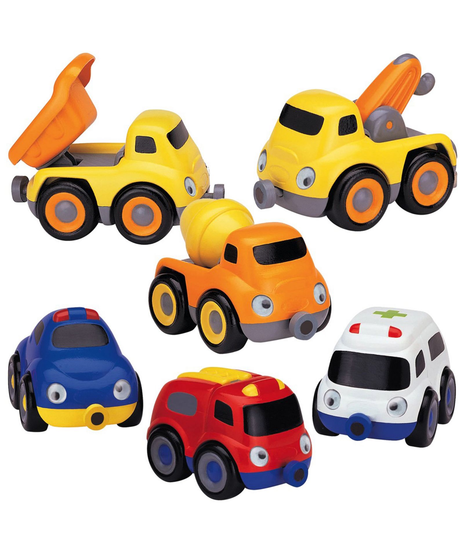Small World Toys Tailgate Trios Emergency and Construction Magnetic Connectors Toy Vehicles, 6-Piece Set