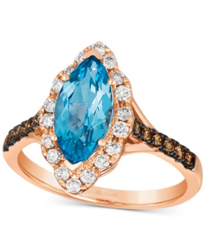 Кольцо Le Vian Blue Topaz & Diamond Marquise Halo в 14k Rose Gold