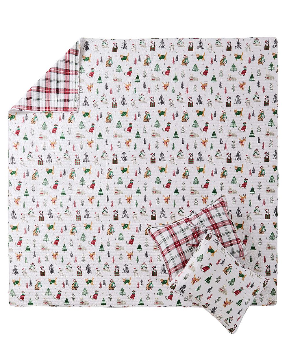 Levtex Home Meowy Christmas Reversible 3-Pc. Quilt Set, Full/Queen