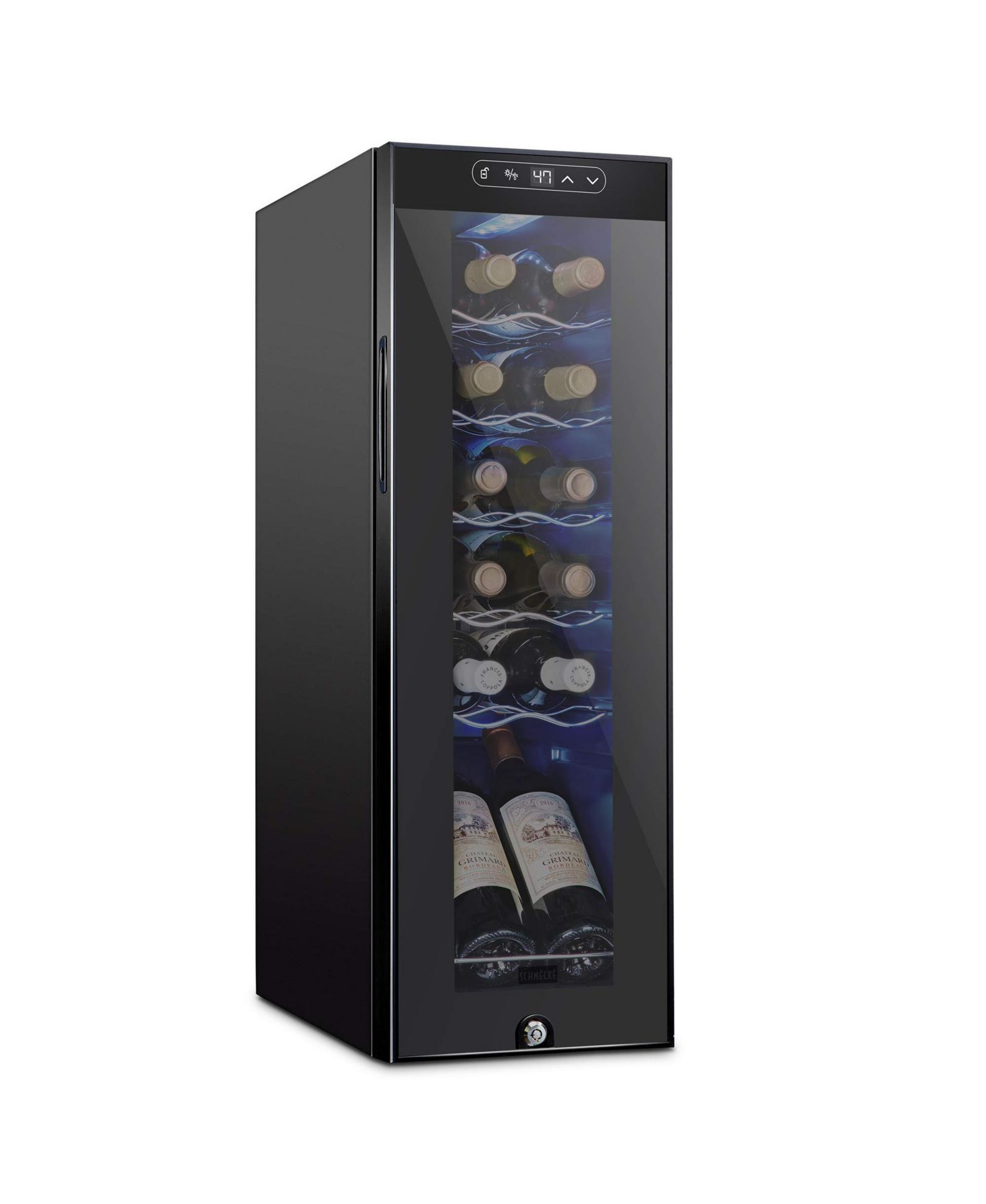 Schmecke Freestanding Wine Refrigerator, 12 Bottle Wine Cooler