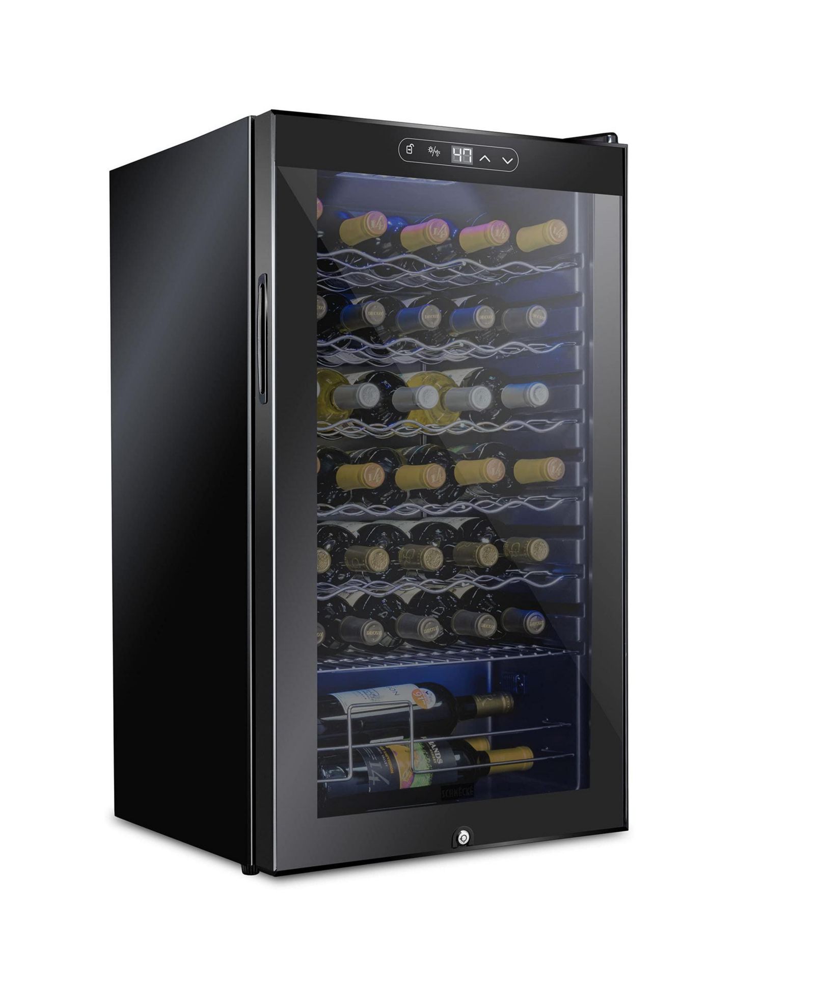 Schmecke Freestanding Wine Refrigerator, 34 Bottle Wine Cooler