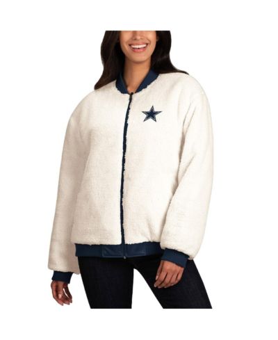 Women's G-III 4Her by Carl Banks Oatmeal, Navy Dallas Cowboys Switchback Reversible Full-Zip Jacket