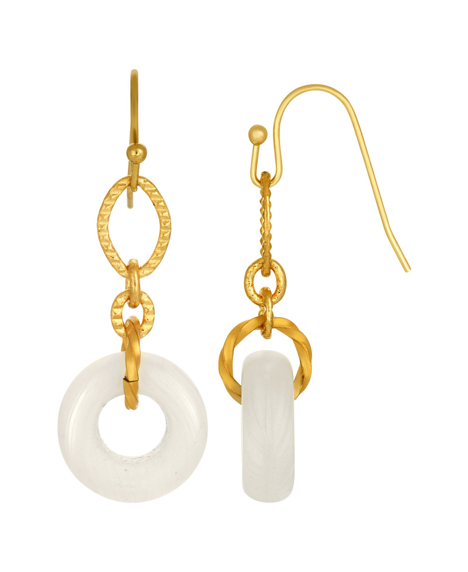 2028 Gold Tone White Link Drop Earring