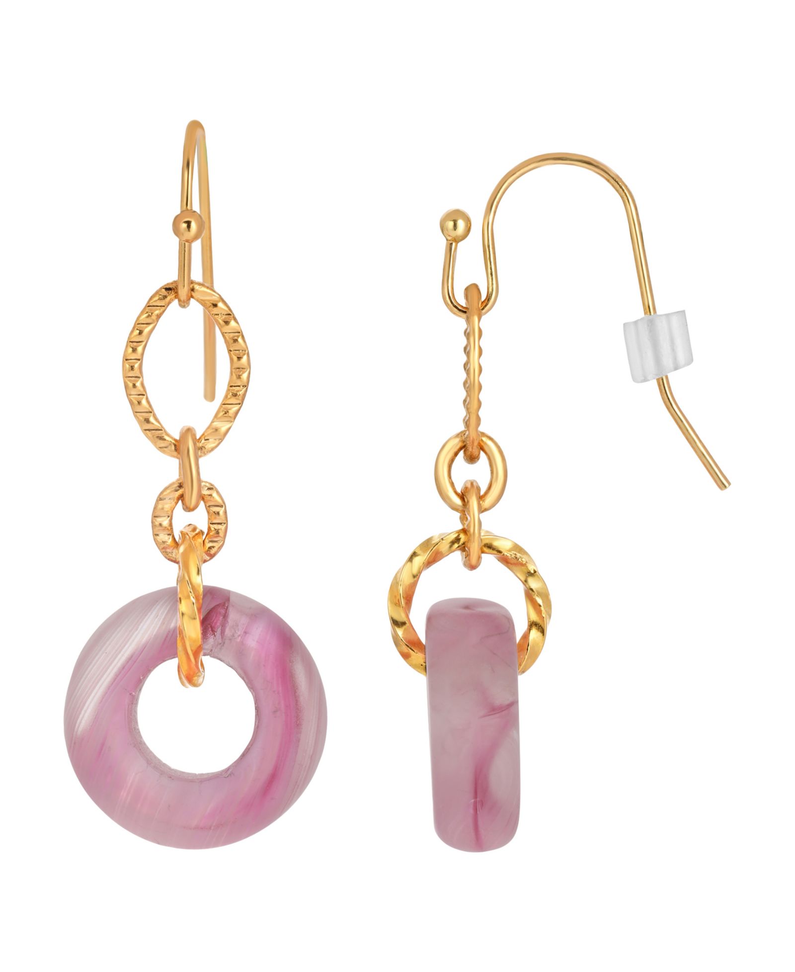 Серьги-подвески 2028 Gold Tone Pink Link