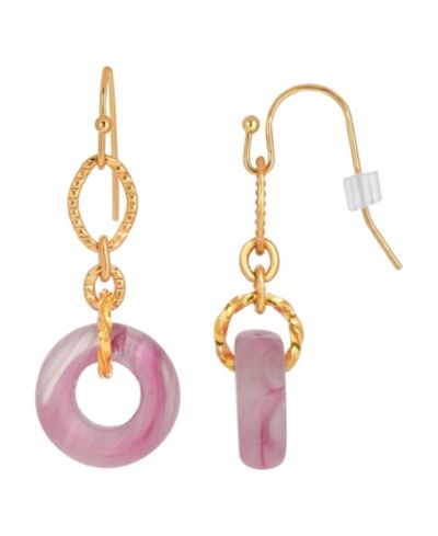 2028 Gold Tone Pink Link Drop Earring