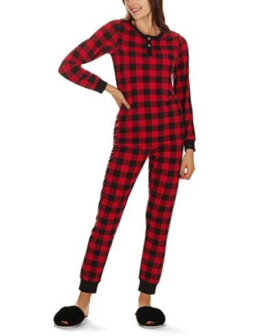 MeMoi Женский комплект пижамы Buffalo Plaid Long Sleeve Tapered Bottom, 2 Piece Set