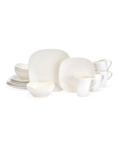 Mikasa Swirl Square 16 Pc. Dinnerware Set, Service for 4