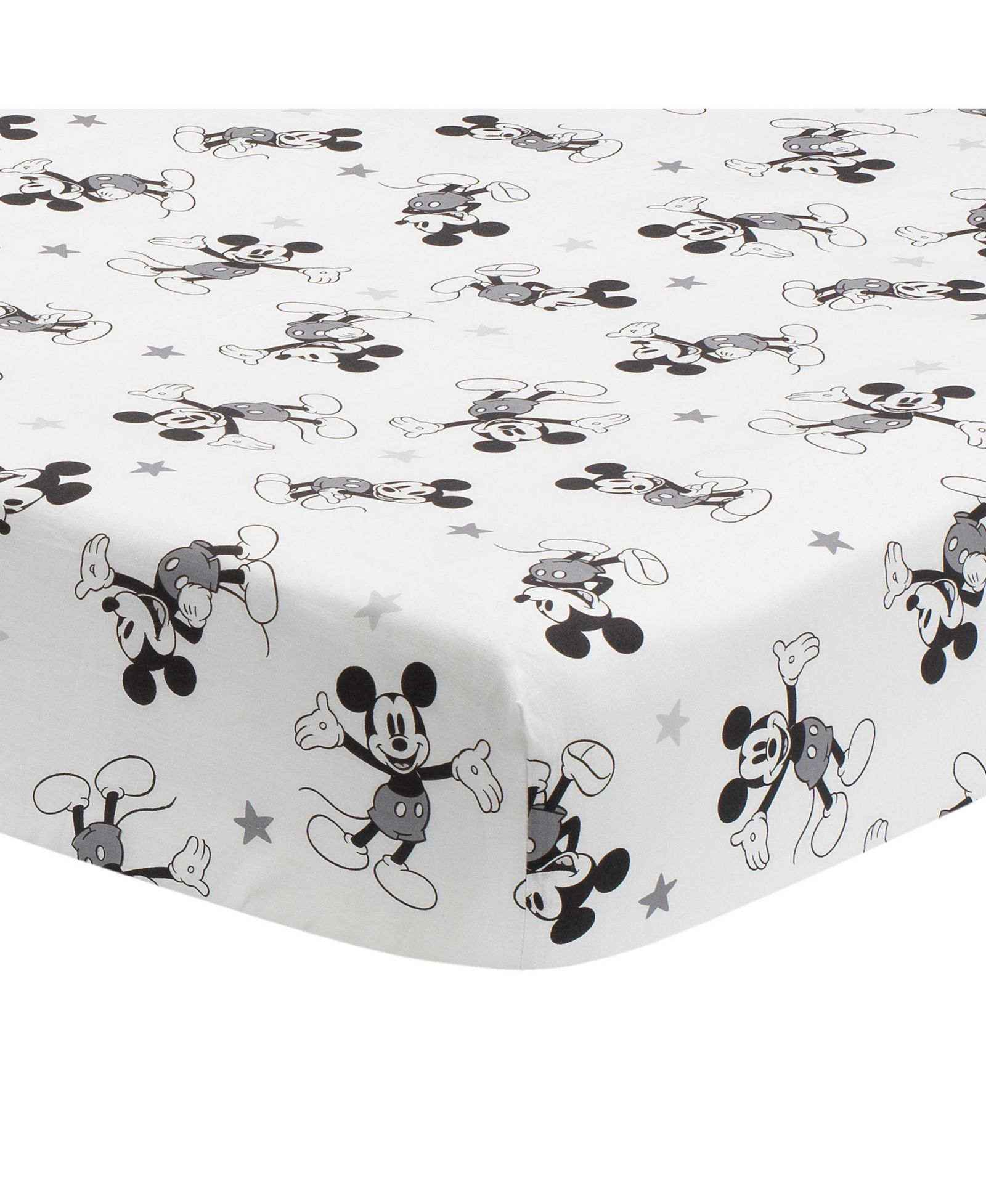 Детская натяжная простыня на кровать Lambs & Ivy Disney Mickey Mouse, 100% хлопок, White/Black