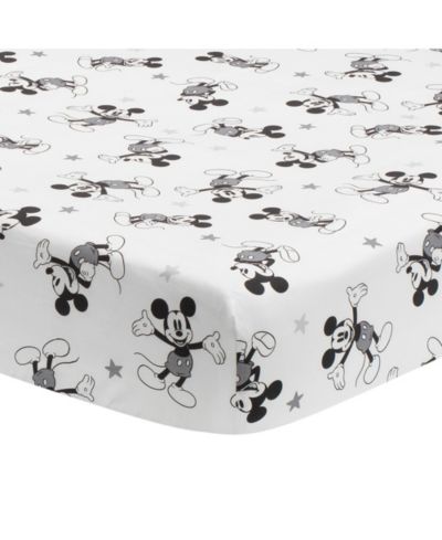 Детская натяжная простыня на кровать Lambs & Ivy Disney Mickey Mouse, 100% хлопок, White/Black