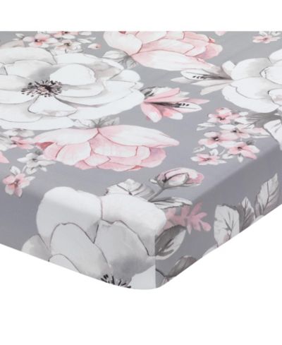 Хлопковая простыня для детской кроватки Lambs & Ivy Signature Botanical Watercolor Floral Gray