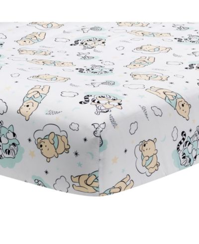 Детская натяжная простыня на кровать Lambs & Ivy Disney Baby Winnie the Pooh Hugs White
