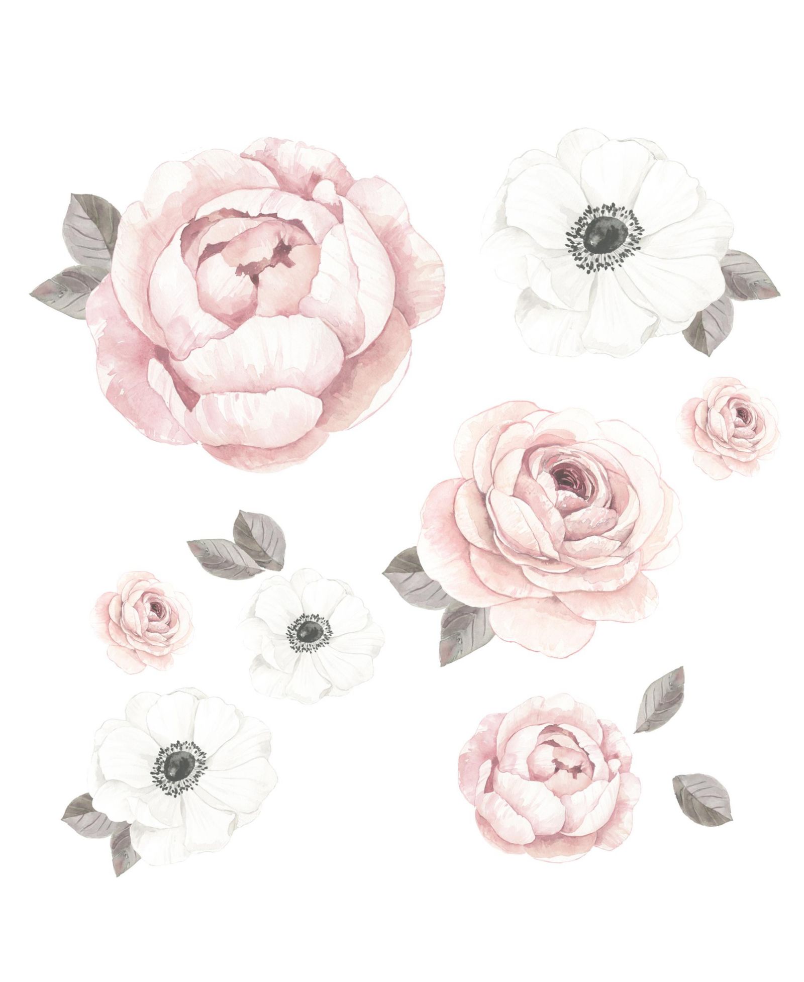 Lambs & Ivy Настенные наклейки Floral Garden Pink/White Watercolor Flowers