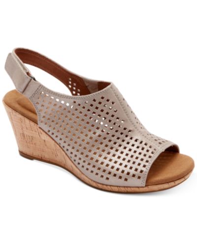 Rockport Women's Briah Perforated Leather Wedge Sandals