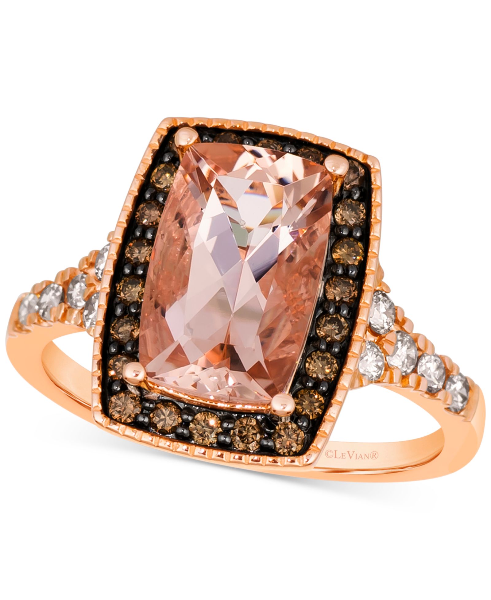 Кольцо Le Vian® Peach Morganite (2-1/3 ct. t.w.) и Diamond (3/8 ct. t.w.) Halo в розовом золоте 14k