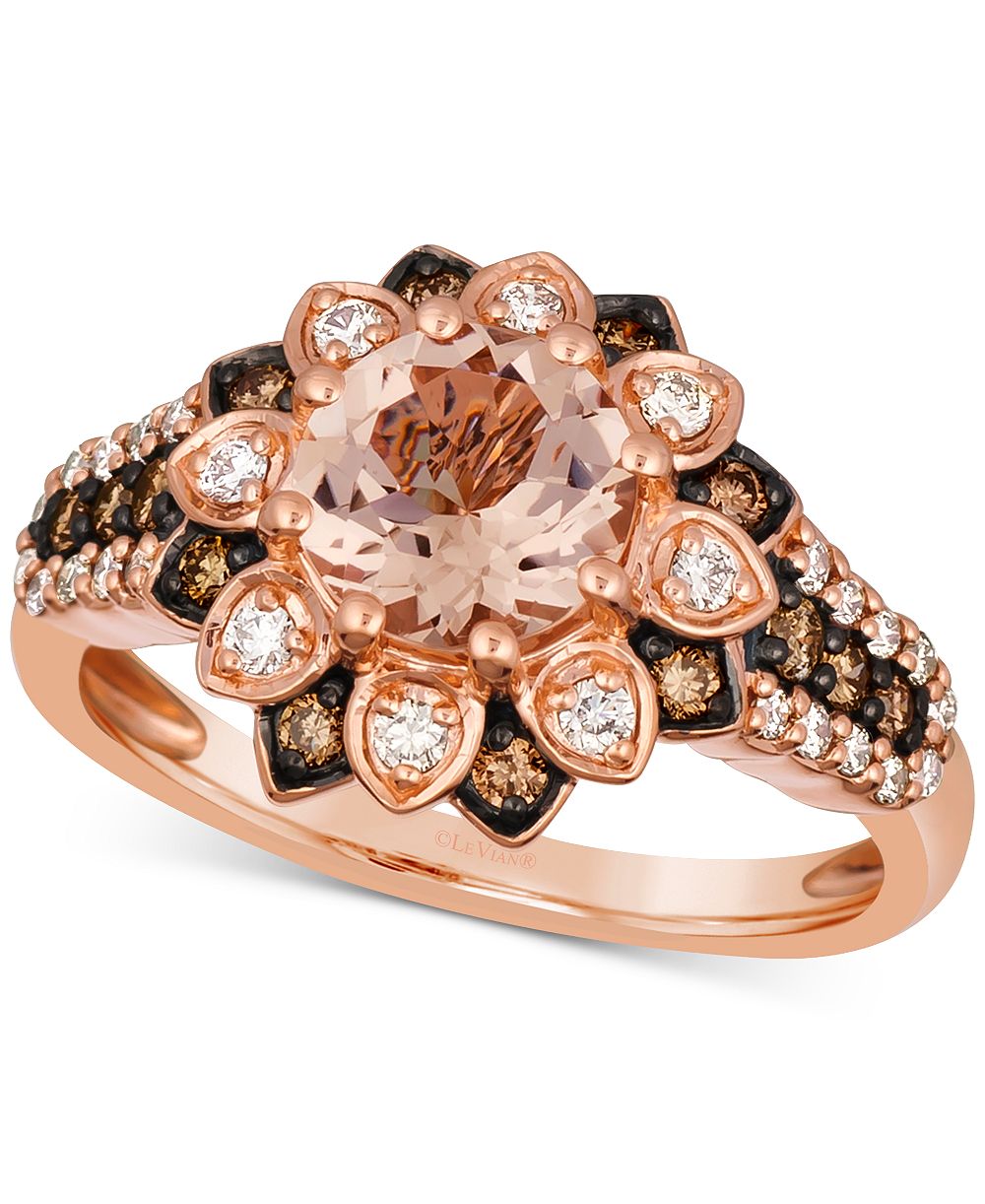 Le Vian® Peach Morganite™ (7/8 ct. t.w.) & Diamond (3/8 ct. t.w.) Flower Ring in 14k Rose Gold