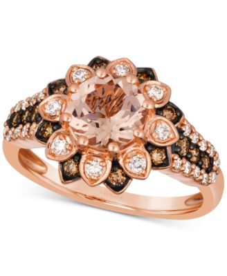 Le Vian® Peach Morganite™ (7/8 ct. t.w.) & Diamond (3/8 ct. t.w.) Flower Ring in 14k Rose Gold