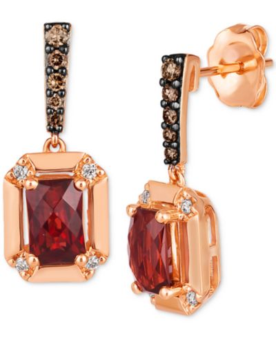 Le Vian серьги-подвески Pomegranate Garnet & Diamond в 14k Rose Gold