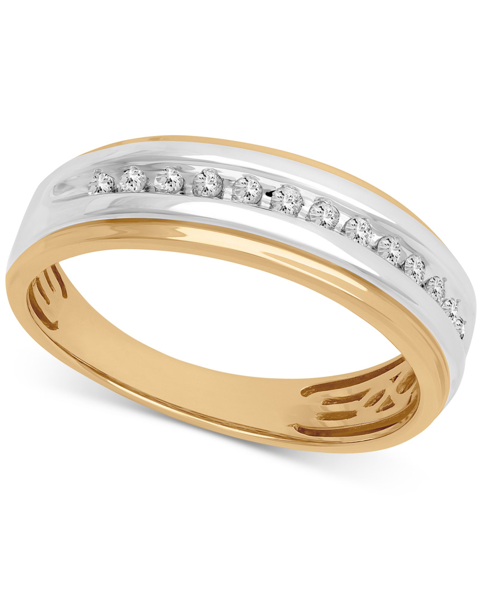 Мужское обручальное кольцо с бриллиантами (1/6 ct. t.w.) в 14k Gold