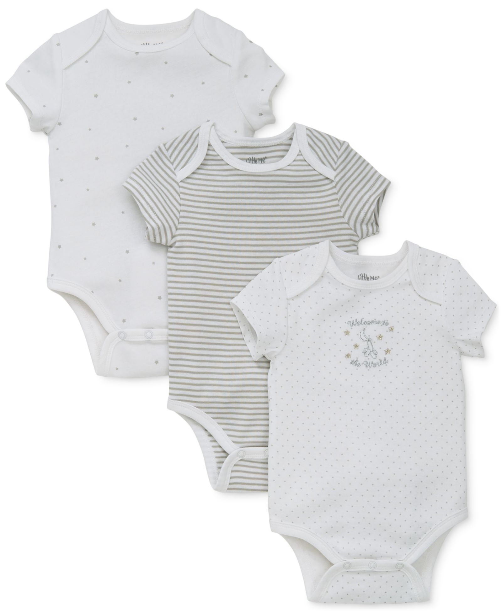 Little Me Baby Boys or Baby Girls Welcome To The World Bodysuits, Pack of 3