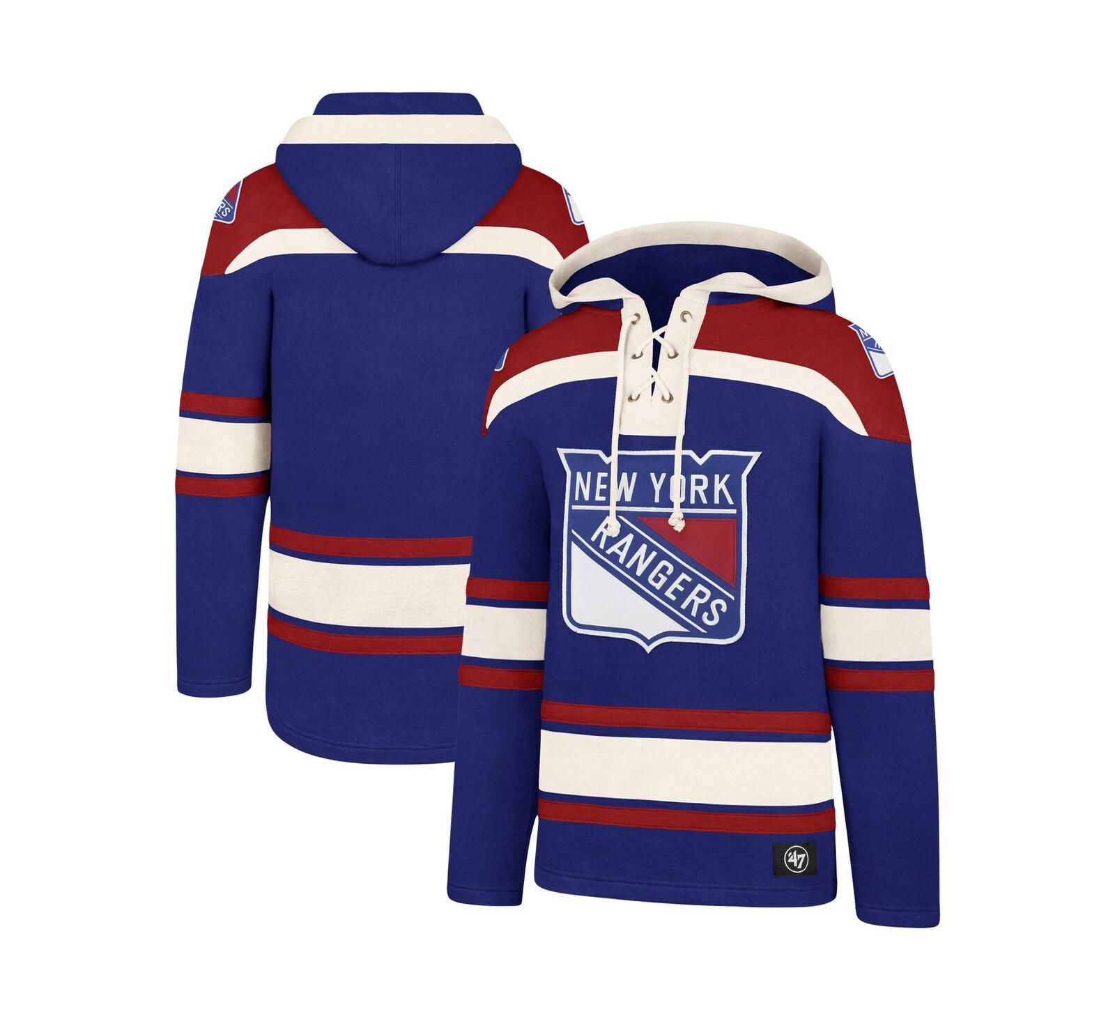 Мужское укороченное худи '47 Brand Blue, Red New York Rangers Superior Lacer