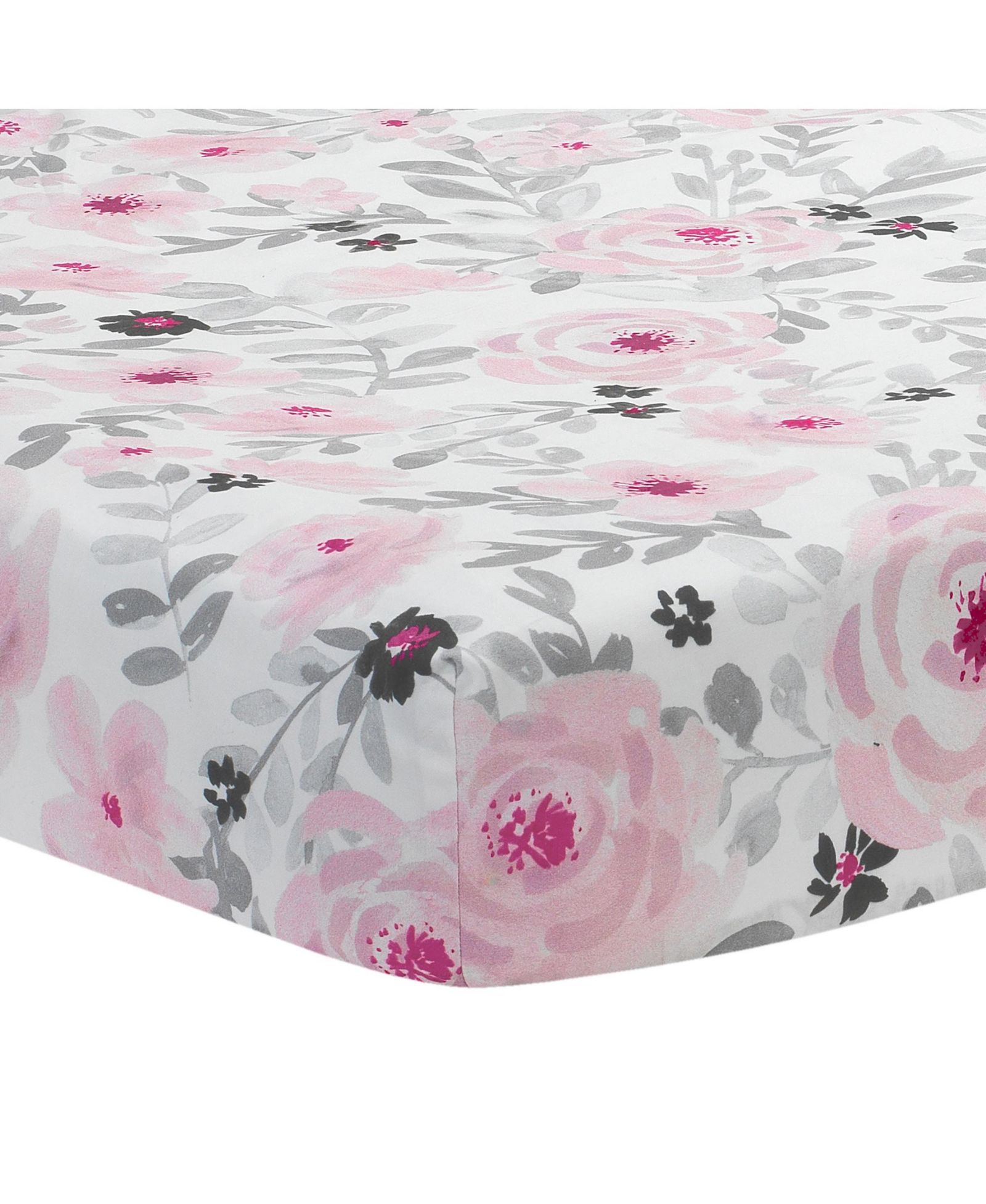 Детская стеганая простыня на кровать Bedtime Originals Blossom Pink/Gray Watercolor Floral