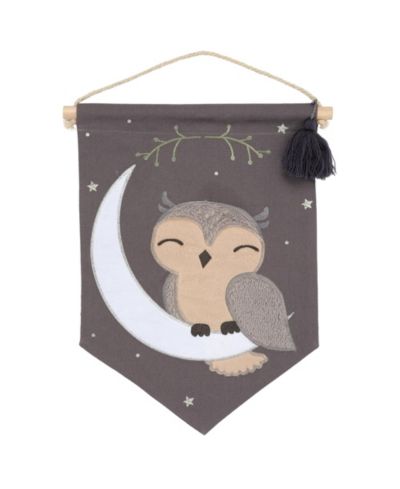 Lambs & Ivy Lambs and Ivy Owl Canvas Banner Nursery Wall Art / Wall Hanging - Gray