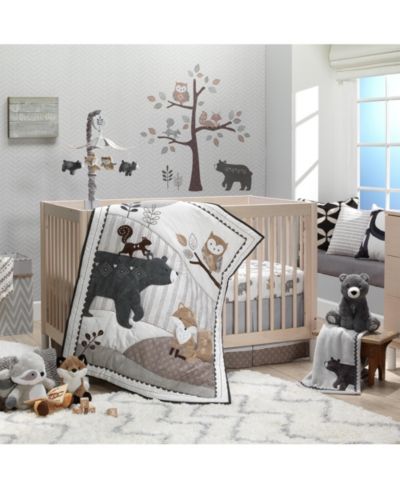 Lambs & Ivy Lambs and Ivy Woodland Forest Animal Nursery 5-Piece Baby Crib Bedding Set - Gray