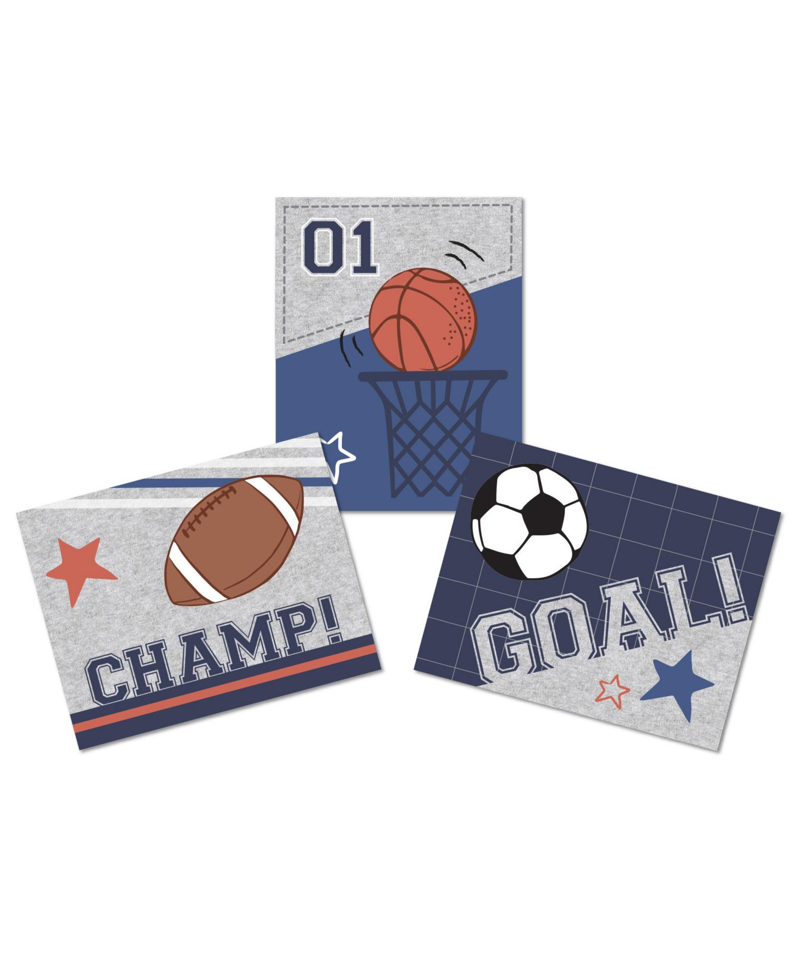 Lambs & Ivy Lambs and Ivy Baby Sports 3 Piece Unframed Nursery/Child Wall Art 11" X 14"