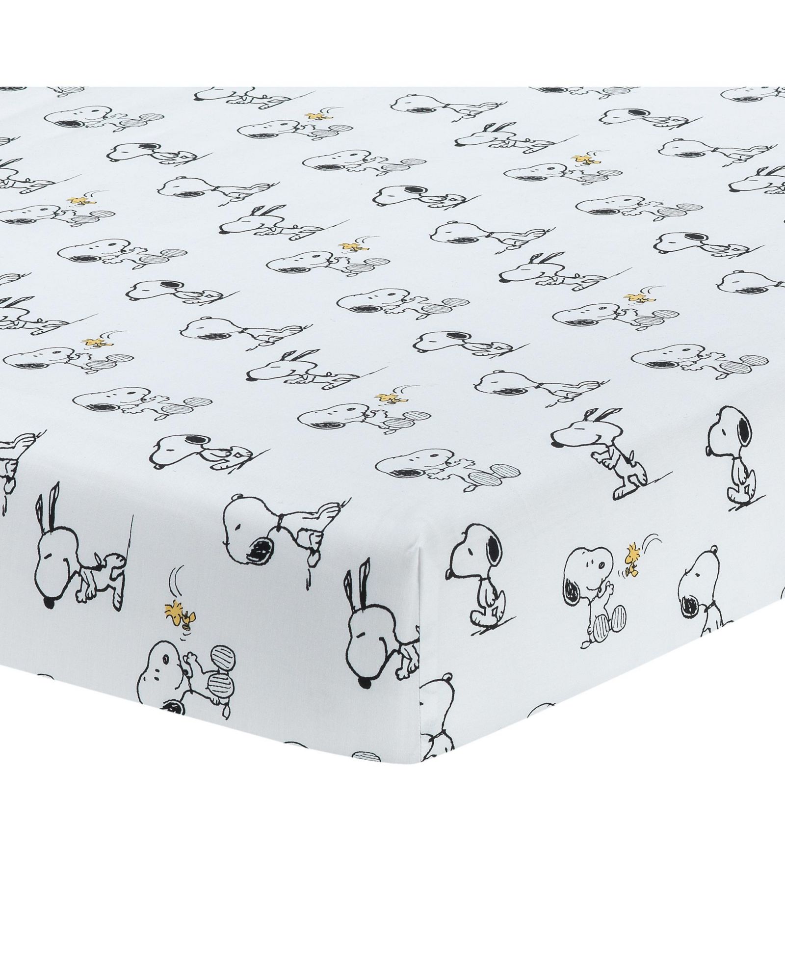 Lambs & Ivy Baby Classic Snoopy 100% Cotton White/Black Fitted Crib Sheet
