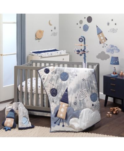 Lambs & Ivy Lambs and Ivy Sky Rocket 5-Piece Blue Galaxy/Space Nursery Baby Crib Bedding Set