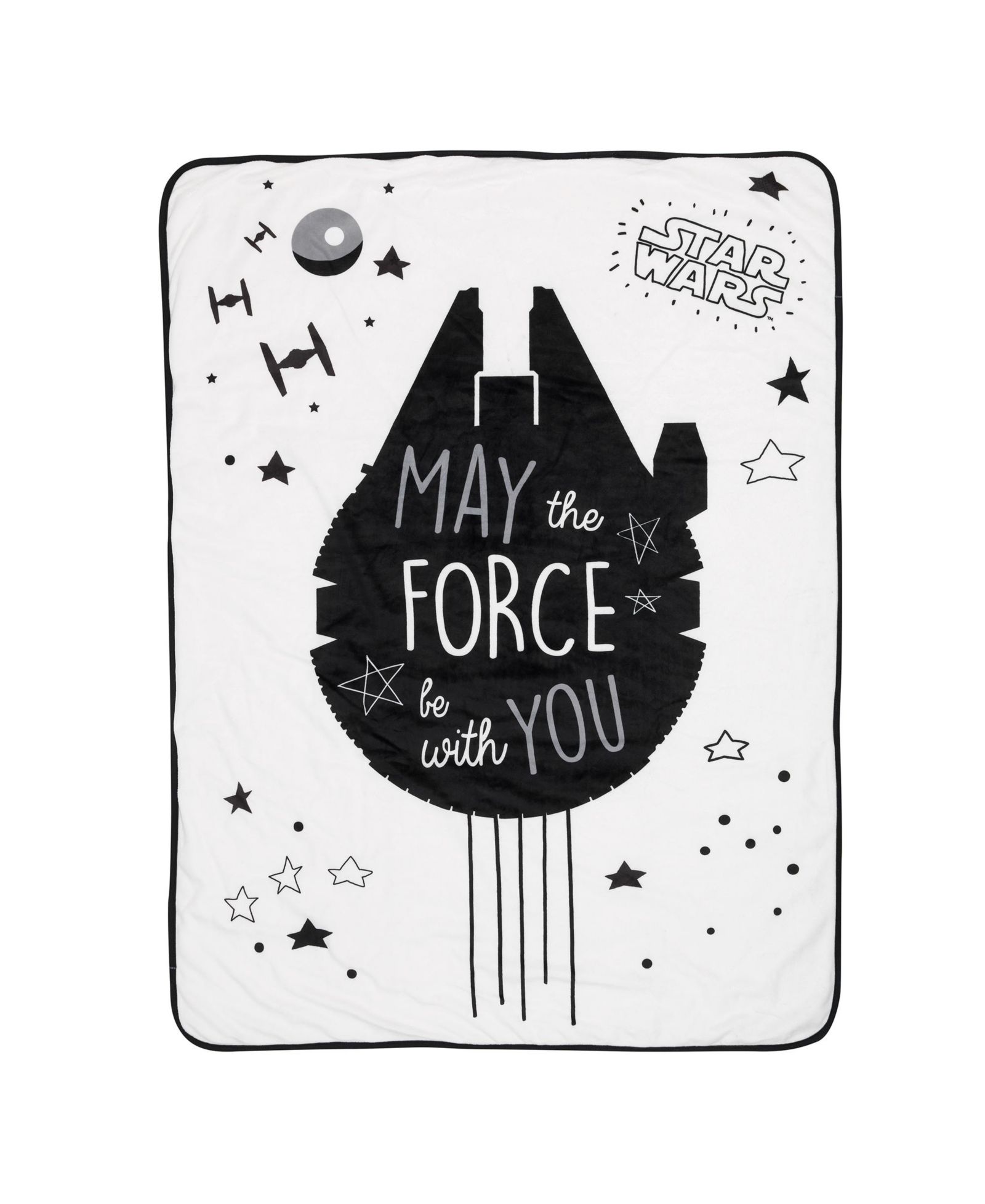 Lambs & Ivy Star Wars Millennium Falcon Black/White Soft Faux Shearling Baby Blanket