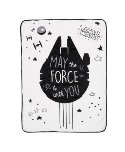 Lambs & Ivy Star Wars Millennium Falcon Black/White Soft Faux Shearling Baby Blanket