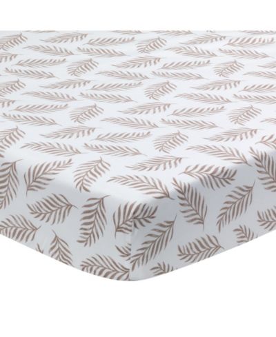 Органик хлопковая натяжная простыня для кроватки Lambs & Ivy Signature Taupe Leaves Print