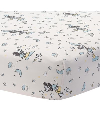 Детская простыня на резинке Lambs & Ivy Disney Baby Moonlight Mickey Mouse Fitted Crib Sheet - White